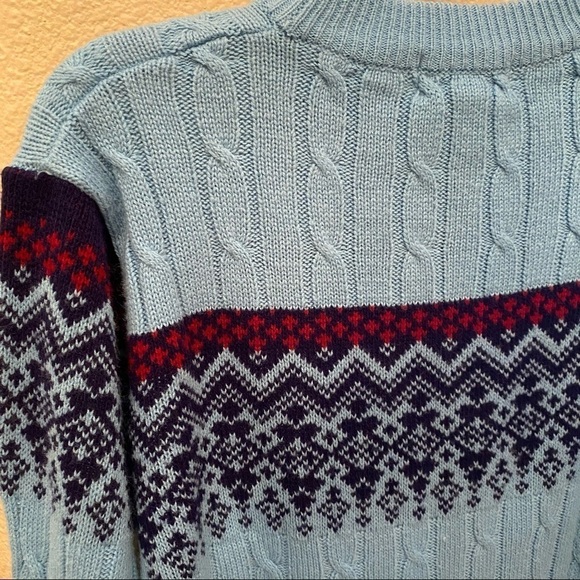 Vintage OSHMAN’S Blue Fair Isle Sweater Size Medium-Unisex - Picture 6 of 9